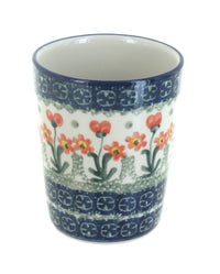 Polish Pottery Peach Posy Bathroom Cup