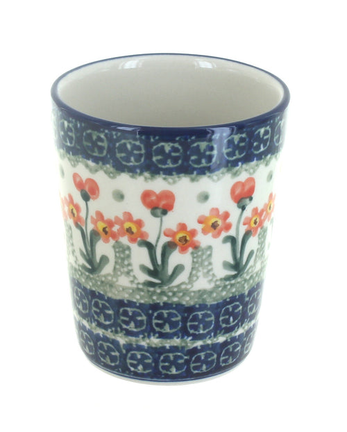 Polish Pottery Peach Posy Bathroom Cup