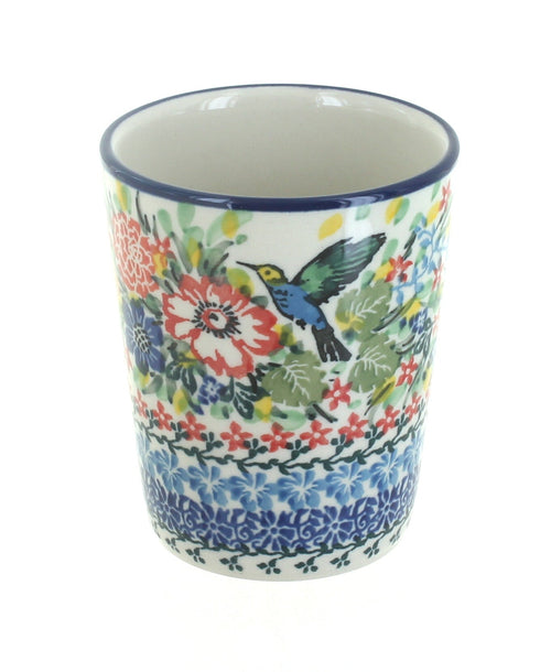Polish Pottery Hummingbird Bathroom Cup