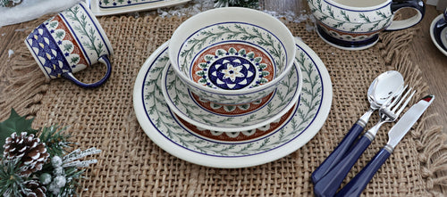 Evergreen 4 PC Place Setting - Service for 1 Polish Pottery