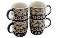 Evergreen 4 Piece Mug Set Polish Pottery