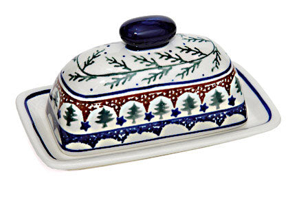 Evergreen Butter Dish Polish Pottery