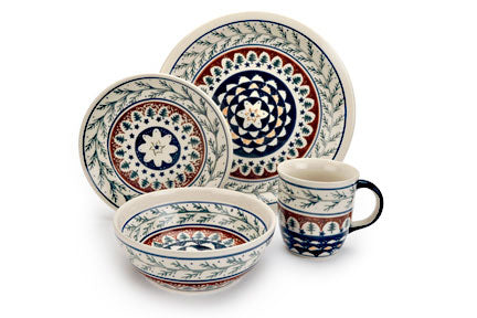 Evergreen 4 PC Place Setting - Service for 1 Polish Pottery