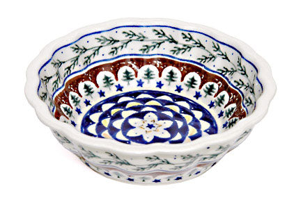 Evergreen Medium Scallop Bowl Polish Pottery