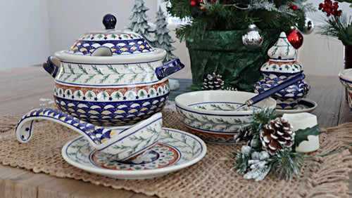 Evergreen Soup Tureen Polish Pottery