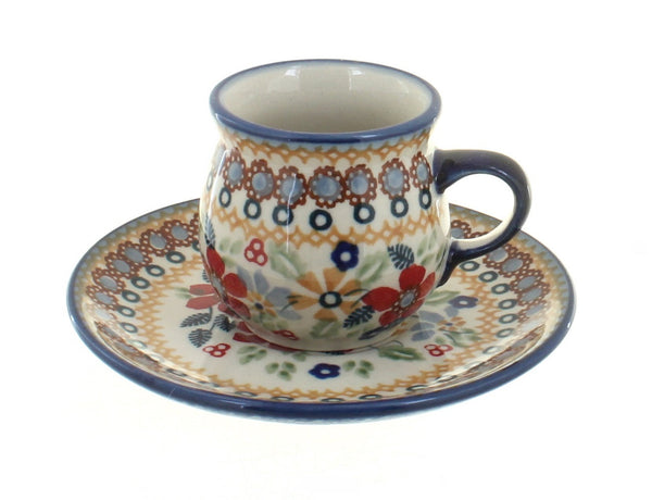 Red Daisy Espresso Cup & Saucer
