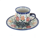 Polish Pottery Garden Bouquet Espresso Cup & Saucer