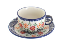 Polish Pottery Garden Bouquet Cup & Saucer