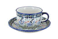 Polish Pottery Periwinkle Cup & Saucer