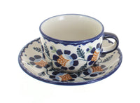 Polish Pottery Sunflower Cup & Saucer