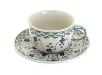 Polish Pottery Sage Floral Cup & Saucer