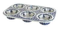 Polish Pottery Blue Daisy Muffin Pan
