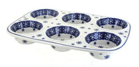 Polish Pottery Snow Flurry Muffin Pan