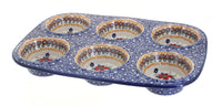 Polish Pottery Red Daisy Muffin Pan