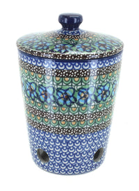 Polish Pottery Mardi Gras Garlic Keeper