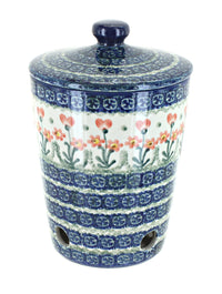 Polish Pottery Peach Posy Garlic Keeper