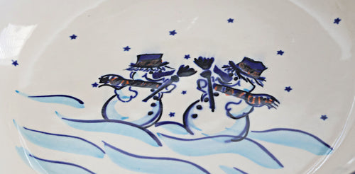 Frosty Friend Deep Bowl with Handles Polish Pottery