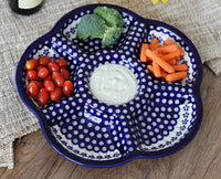 Flowering Peacock Chip & Dip Tray Polish Pottery