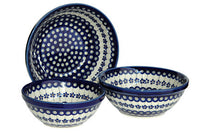 Flowering Peacock 3 Piece Serving Bowl Set Polish Pottery