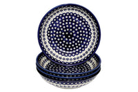 Flowering Peacock 4 Piece Large Salad Bowl Set Polish Pottery