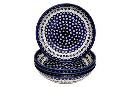 Flowering Peacock 4 Piece Large Salad Bowl Set Polish Pottery