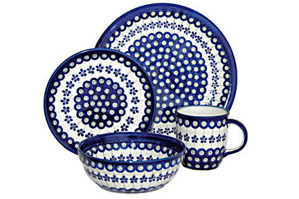 Flowering Peacock 4 Piece Place Setting - Service for 1 Polish Pottery