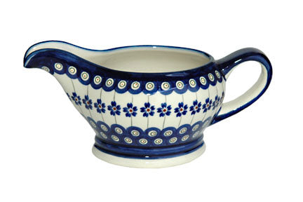 Flowering Peacock Gravy Boat Polish Pottery