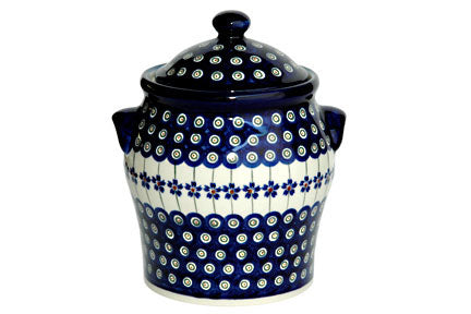 Flowering Peacock Large Canister Polish Pottery