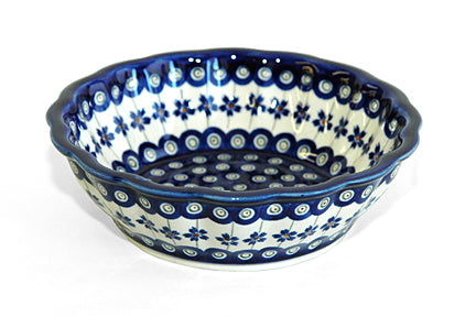 Flowering Peacock Medium Scallop Bowl Polish Pottery