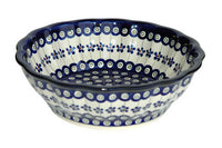 Flowering Peacock Large Scallop Bowl Polish Pottery
