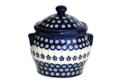 Flowering Peacock Medium Canister Polish Pottery