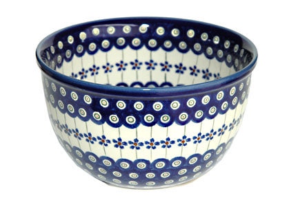 Flowering Peacock Medium Mixing Bowl Polish Pottery