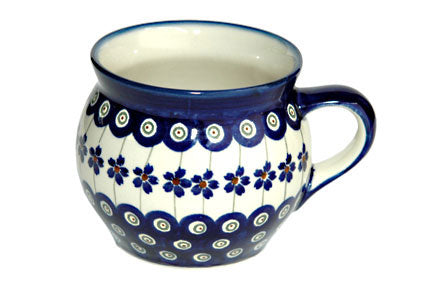 Flowering Peacock Bell Shaped Mug Polish Pottery