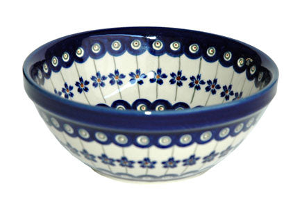 Flowering Peacock Small Serving Bowl Polish Pottery