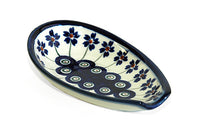 Flowering Peacock Small Spoon Rest Polish Pottery