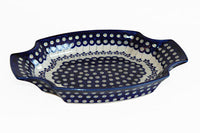 Flowering Peacock Large Serving Tray Polish Pottery