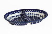 Flowering Peacock Divided Dish Polish Pottery