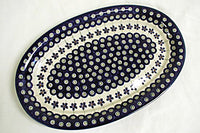 Flowering Peacock Oval Platter Polish Pottery