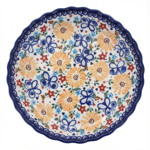 Polish Pottery Overhead Shot Butterfly Pie Plate