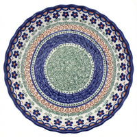 Polish Pottery Overhead Shot Aztec Flower Pie Plate