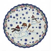 Polish Pottery Overhead Shot Snowflake Friends Pie Plate