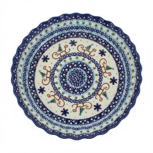 Polish Pottery Overhead Shot Noel Nights Pie Plate
