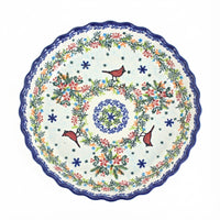Polish Pottery Overhead Shot Winter Cardinal Pie Plate