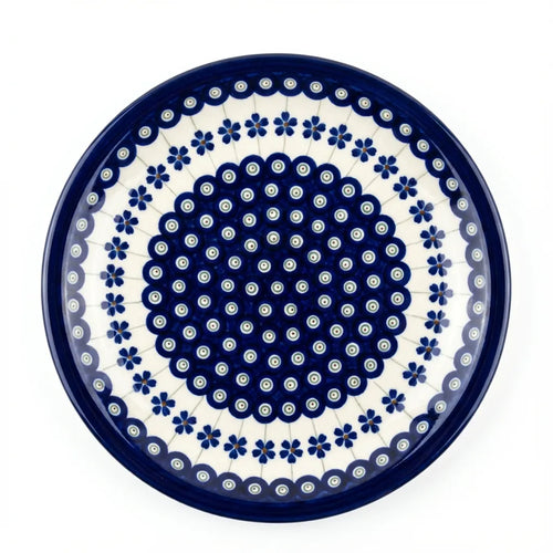 Polish Pottery Overhead Shot Flowering Peacock Small Dinner Plate
