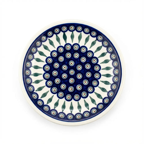 Polish Pottery Overhead Shot Peacock Small Dinner Plate