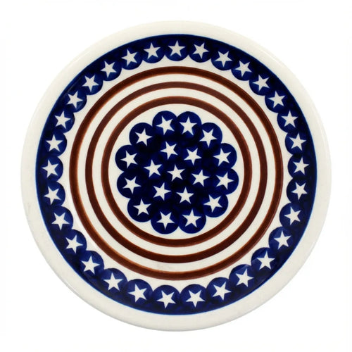 Polish Pottery Overhead Shot Stars & Stripes Small Dinner Plate
