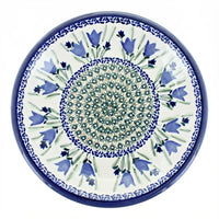 Polish Pottery Overhead Shot Blue Tulip Small Dinner Plate