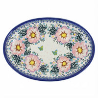 Polish Pottery Overhead Shot Apple Blossom Oval Platter
