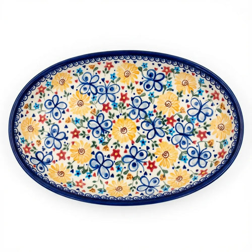 Polish Pottery Overhead Shot Butterfly Oval Platter