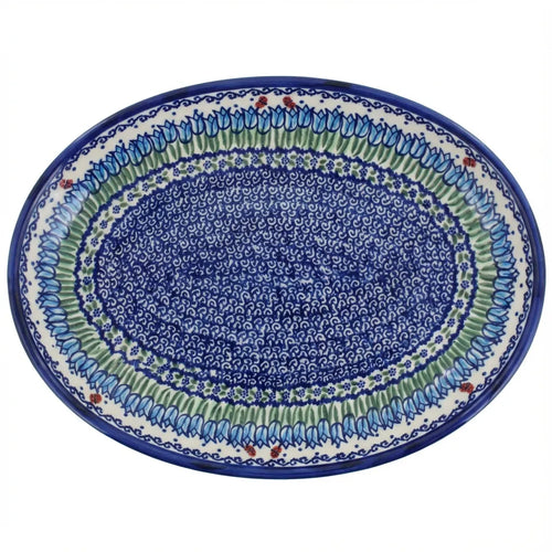 Polish Pottery Overhead Shot Garden Tulip Oval Platter